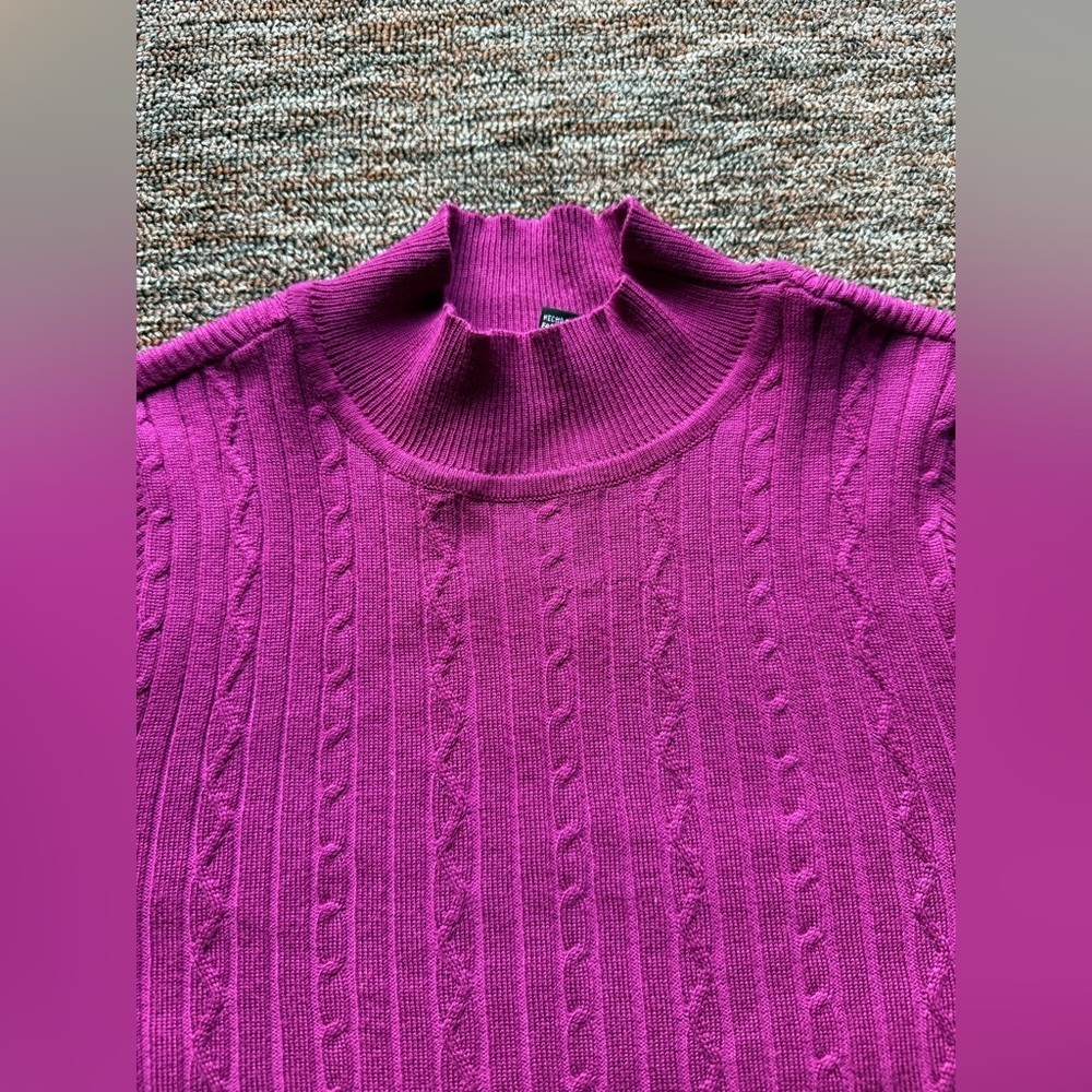 Forever 21 Cropped Cable Knit Mock Neck valentines Sweater Size M - Picture 4 of 9